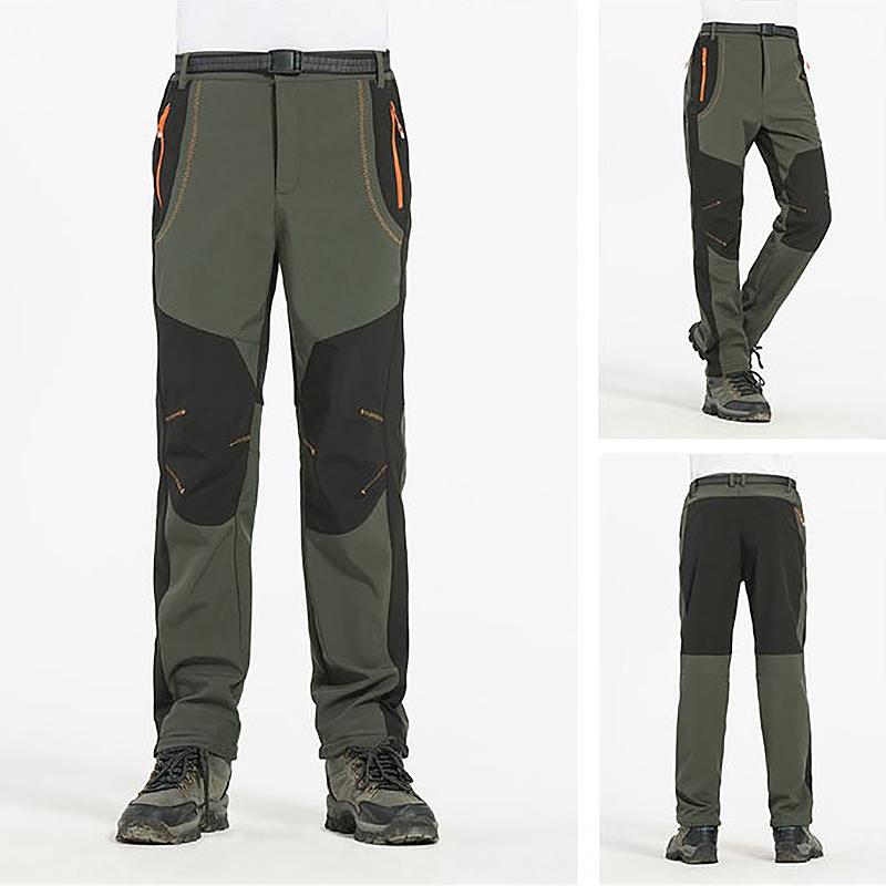 

Men' Autumn Thickened Warm Soft Shell Pants Waterproof Windproof, Green