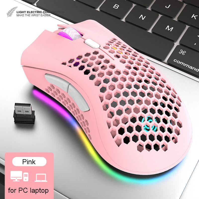 Mice Rechargeable RGB LED Optical Honeycomb Game 1600DPI 2.4G USB Wireless Mouse-image-731630014