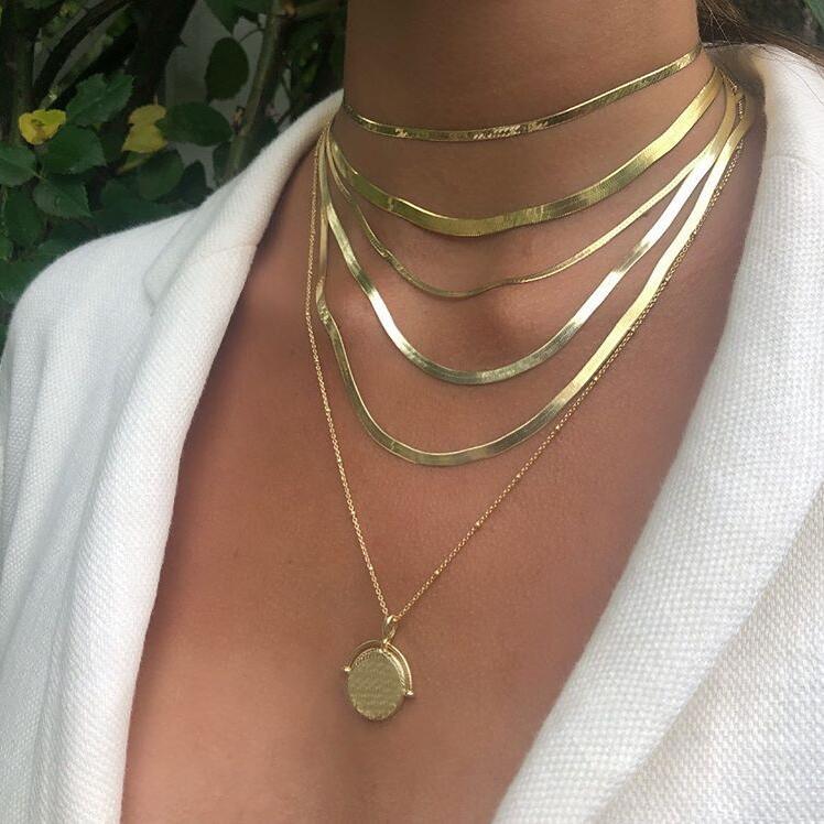 

2020 Top quality simple wide snake chain choker basic snake chain elegant women summer latest wholesale chocker necklaces