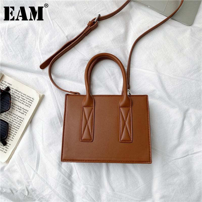 

[EAM] Women New Brief High Quality Handbag PU Leather Personality All-match Crossbody Shoulder Bag Fashion Tide 2021 18A1071, Black