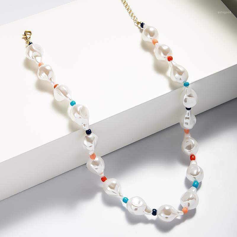

Chokers Bohemian Trendy Pearl Necklaces MultiColor Beads Baroque Collar For Women Birthday Girl's Party Jewelry Fashion Boho Bijoux1