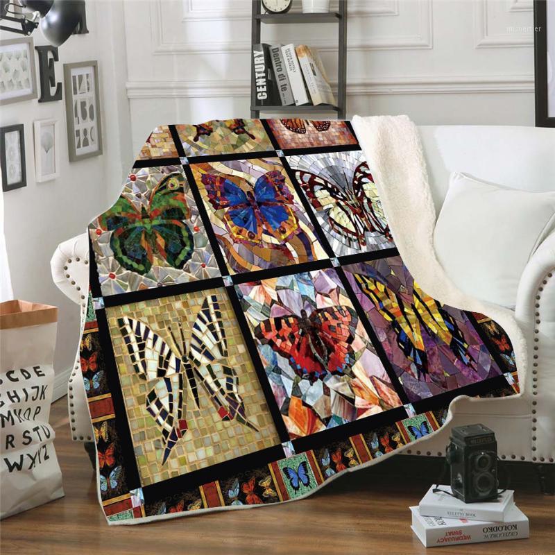 

Pretty Butterfly Fleece Blanket 3D full printed Wearable Blanket Adults/kids Fleece Sherpa Drop Shipping 021