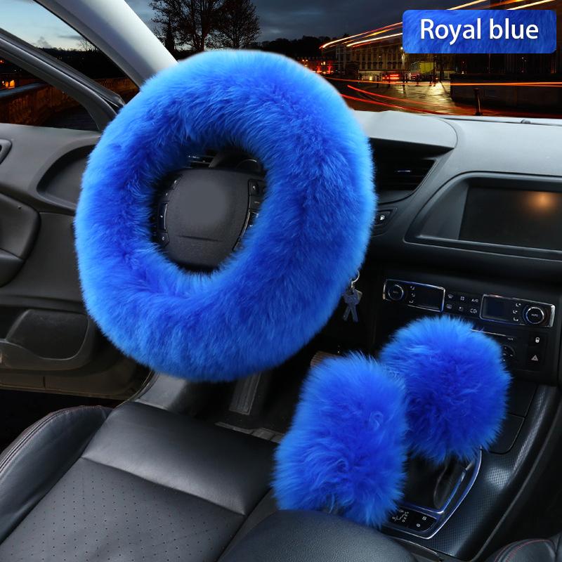 

Steering Wheel Covers 3pcs Car Artifical Wool Winter Warm Plush Cover Cap Auto Steering-Wheel Protector Decor Accessories