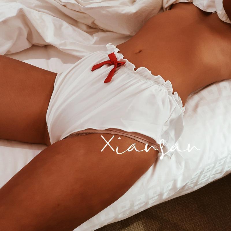 

Women' Panties Japan Vintage Cute Bow Solid Women Ruffle Milk Silk Smooth Underwear Seamless Sexy Briefs Girls Lingerie Loose Thong1, Green