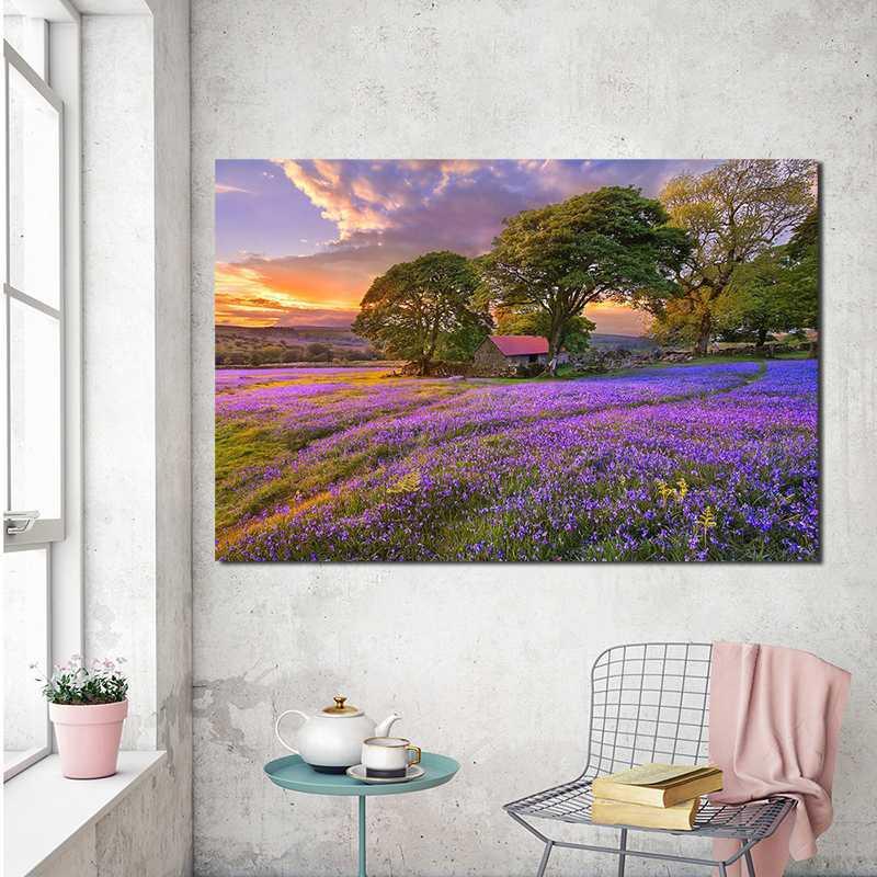 

Sunset Lavender Flower Fields Poster Canvas Painting Print Living Room Home Decor Modern Wall Art Oil Painting Pictures Artwork1