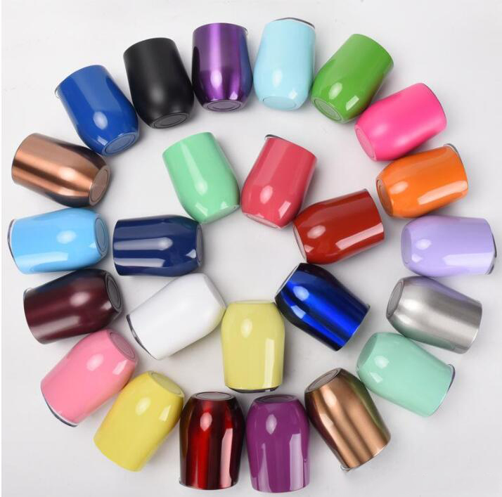 

high quality Stainless Steel Wine Tumbler Wine glasses 12oz Vacuum Cup Egg Cup Wine Big Belly Cup Coffee Mug With Lid Quickily Delivery, Multi-color