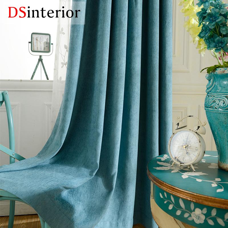 

DSinterior high quality solid color chenille Blackout curtain for living room window custom made, Color 3