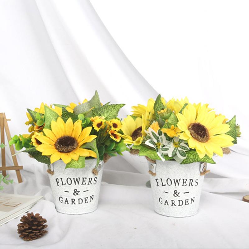 

Artificial Sunflowers Bonsai Artificial Sunflower Flower Bouquet For Room Wedding Decor Fake Silk Flowers For Flower Arrangement, As shown