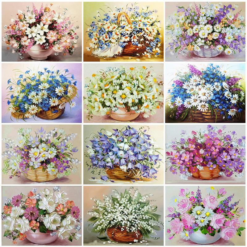 

Evershine Diamond Embroidery Daisy 5D DIY Full Square Diamond Painting Landscape Cross Stitch Poppy Wall Decoration