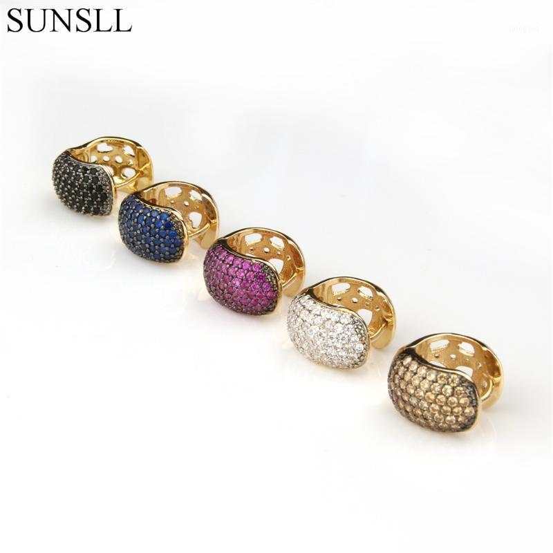 

Hoop & Huggie SUNSLL Golden Color Copper Multicolor Cubic Zirconia Earrings Women's Party Fashion Jewelry Cobre CZ Brincos1
