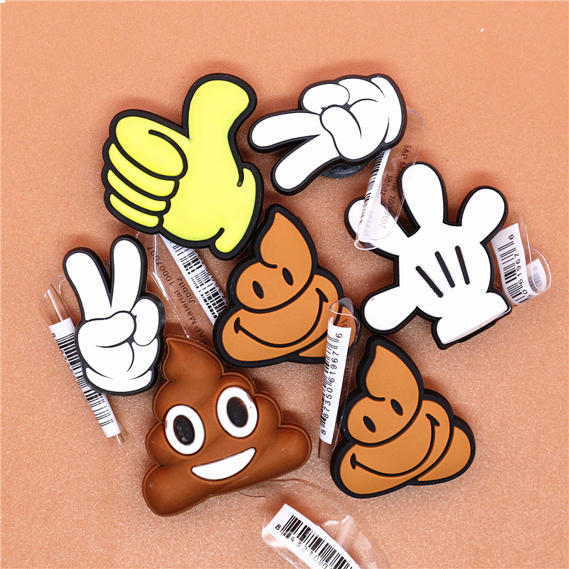 

1pcs Thumb up Gesture Gloves Shoes Decoration Shoe Accessories Charms for Shoes Bracelets Kids Gifts poop shape funny style