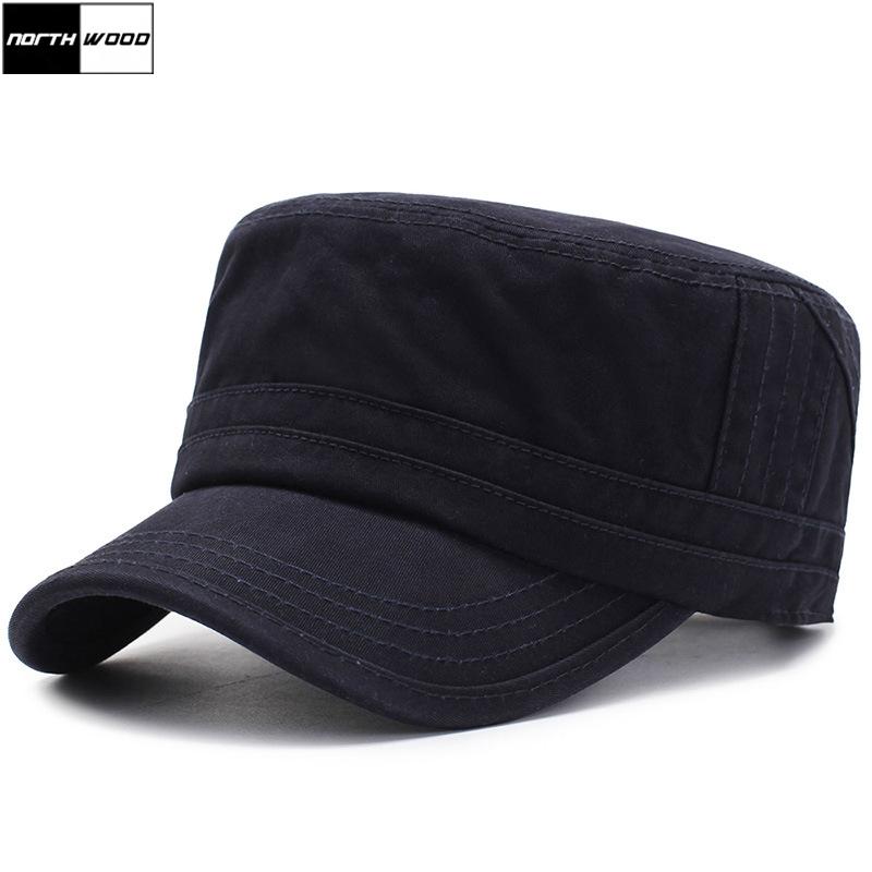 

NORTHWOOD] Mens Solid Black Flat Top Caps Summer Autumn Hats Bone Gorras Trucker Cap Bone Masculino Dad Hat