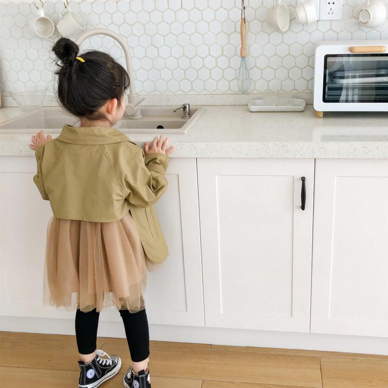 

Spring New Arrival korean style casual cotton matching grenadine skirt fashion long sleeve windbreak coat for cute baby girls1, Khaki