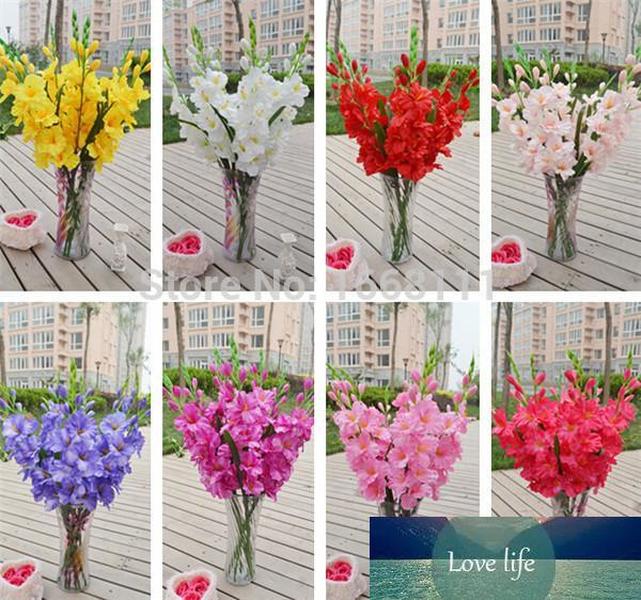 

Wholesale-12pcs 80cm Silk Gladiolus Flower (7 heads/Piece) Fake Sword Lily for Wedding Party Centerpieces Artificial Decorative Flowers, Yellow