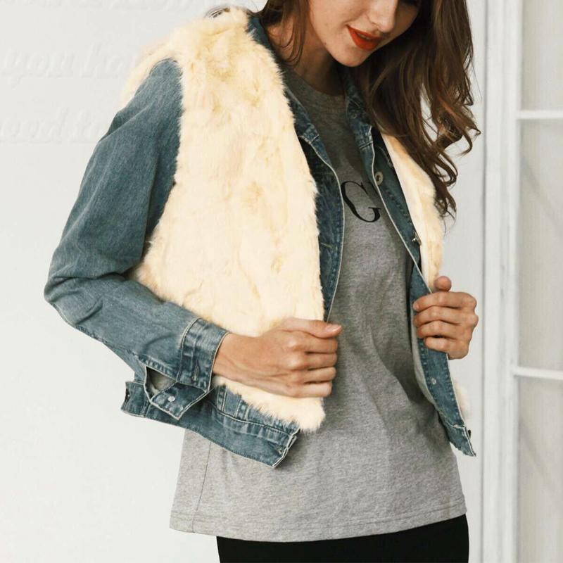 

Faux Fur Vest Jackets Coat Women Ladies Artificial Fur Waistcoat Solid Sleeveless Autumn Winter Outerwear Black Beige 7Q1212