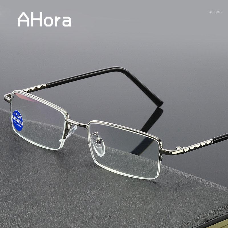 

Sunglasses Ahora Anti Blue Light Half Frame Resding Glasses Alloy Men Business Prebyopia Spectacle Hyperopia Eyewear Unisex+1.0to+4.01