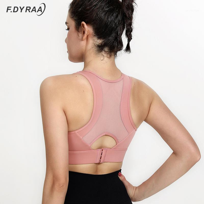 

F.DYRAA Sports Bra High Impact Support Woman Push-up Sexy Beautiful Back Yoga Padded Crop Top Workout Gym Running Underwear Bra1, B rose red