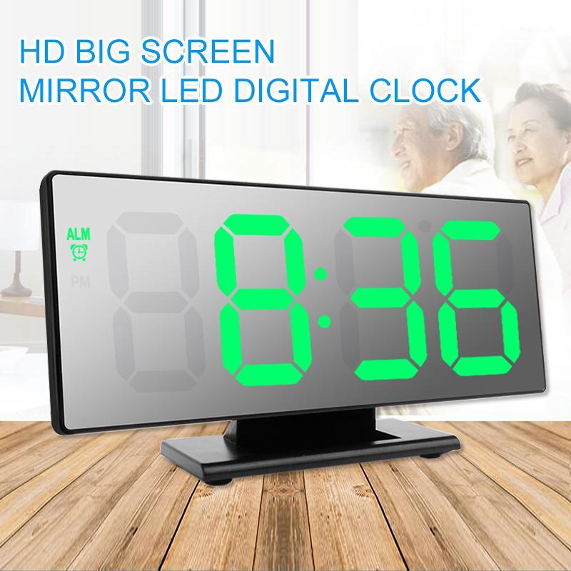 

LED Mirror Alarm Clock Digital Snooze Table Clock Wake Up Light Electronic Large Time Temperature Display Home Decoration1