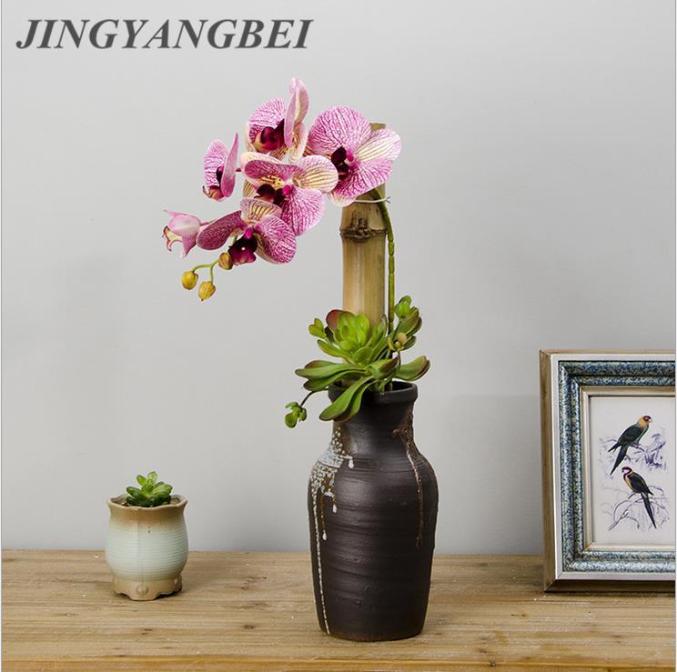 

Real Touch Butterfly Orchid Artificial Flowers For Home Hotel Room Decoration Fake Flower 6 Heads 70cm wedding, Yellow