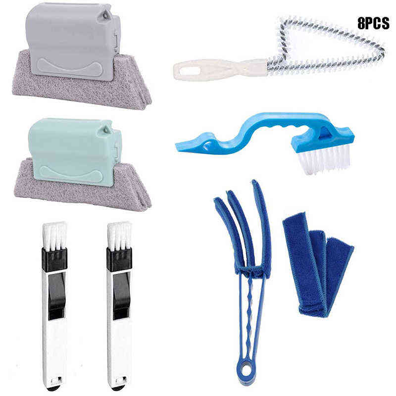 

8PCS Magic Window Cleaning Brush Set Household Deep Cleaning Tool Kit Multifunctional Dust Brush for Gap Kitchen Bathroom Floor 220114