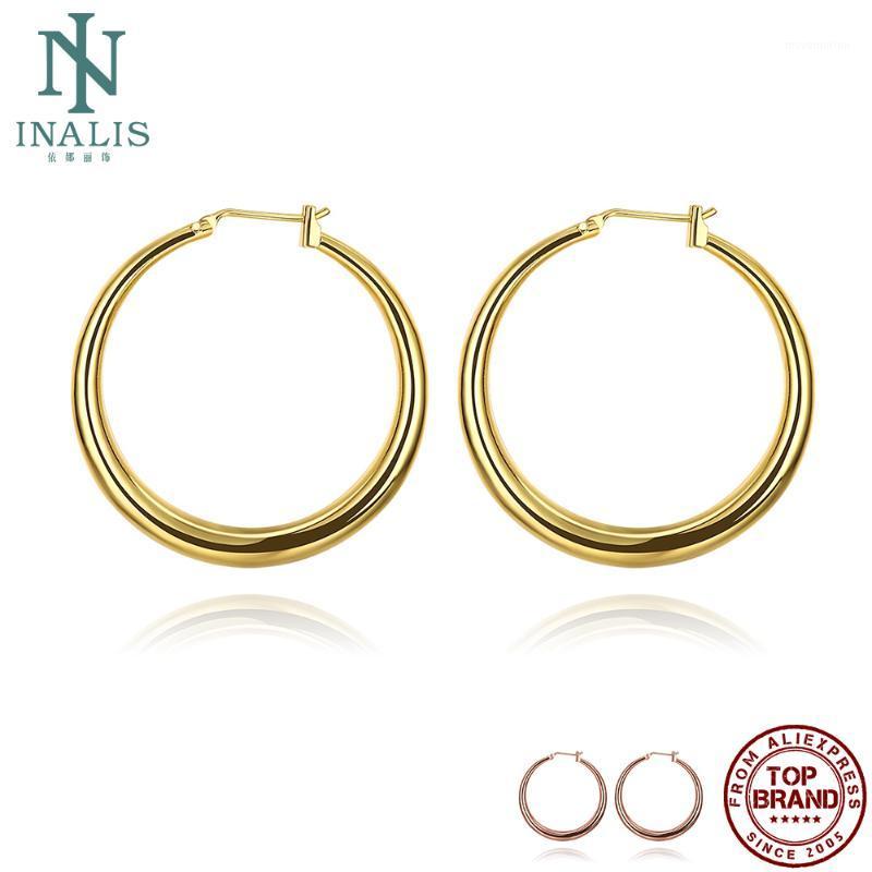 

INALIS Copper Earrings for Women Classic Round Loop 2 Colors Hoop Earring Elegant Female Fashion Jewelry Hot Selling Lover Gift1