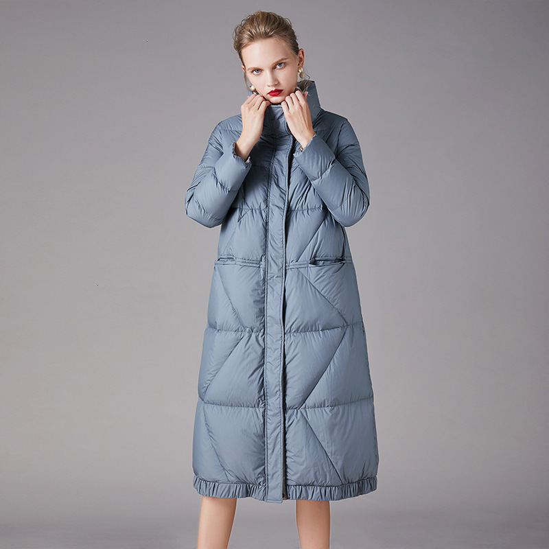

Long Duck Women's Jacket Winter 2021 Outerwear Coat-fitting Dthick Hot Thick Water Parkas Ladies Wind-proof Turtleneck Tops Q3mh, Blue