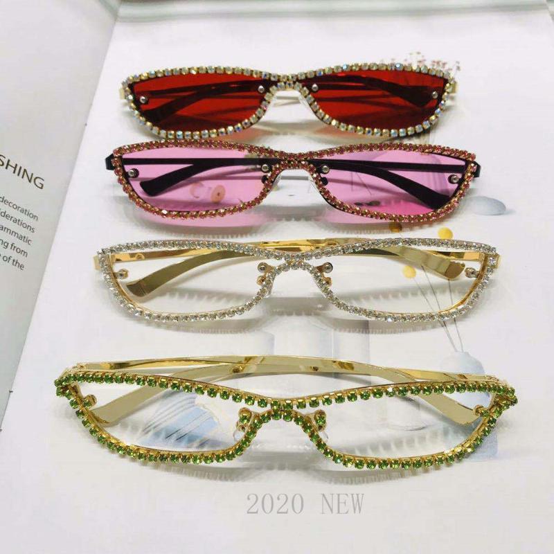 

Full Crystal Frame Shiny Sunglasses For Women Clear Pink Rhinestones Party Sun Glasses Female Elegant Shades NX1