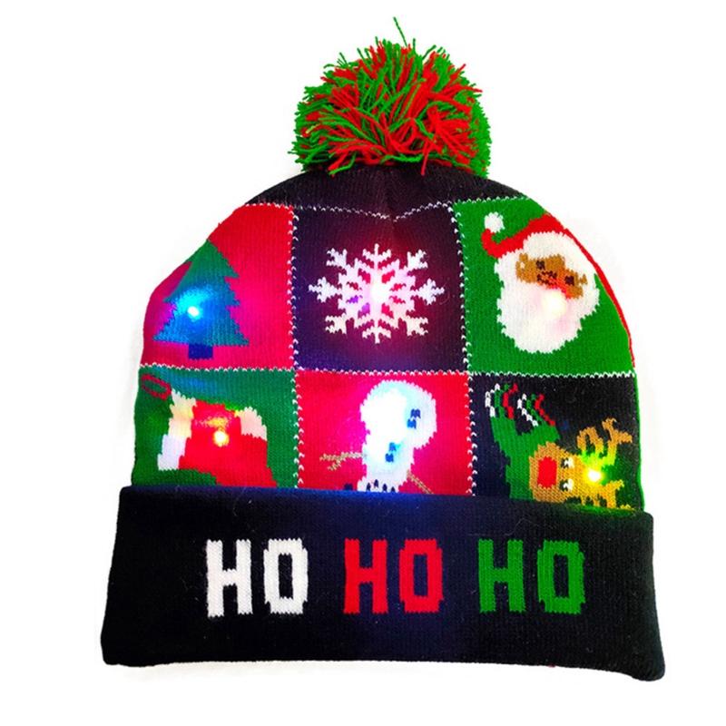 

Novelty LED Light Up Christmas Beanie Hat Cartoon Santa Reindeer Snowman Knitted Ugly Sweater Holiday Warm Skull Cap
