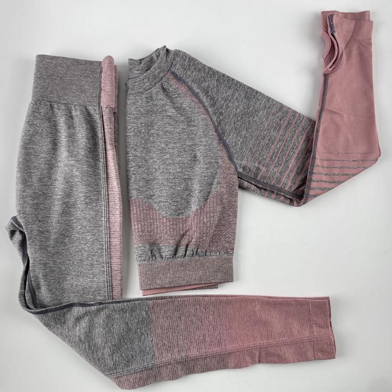 

Women' Long Sleeve Top With Sports Leggings T-shirt Gym Athletic Wear 2 pc Training Set High-waisted Tights For Jogging Yoga, Black