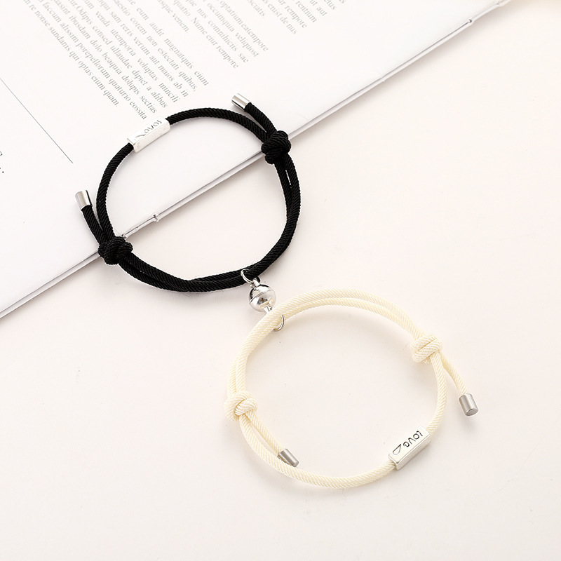 

2020 Hot Magnet Bracelet Couple Handmade Adjustable Rope Matching Braslet Infinite Love Pair Braclet Lucky Red Brazalete Gift, Golden;silver