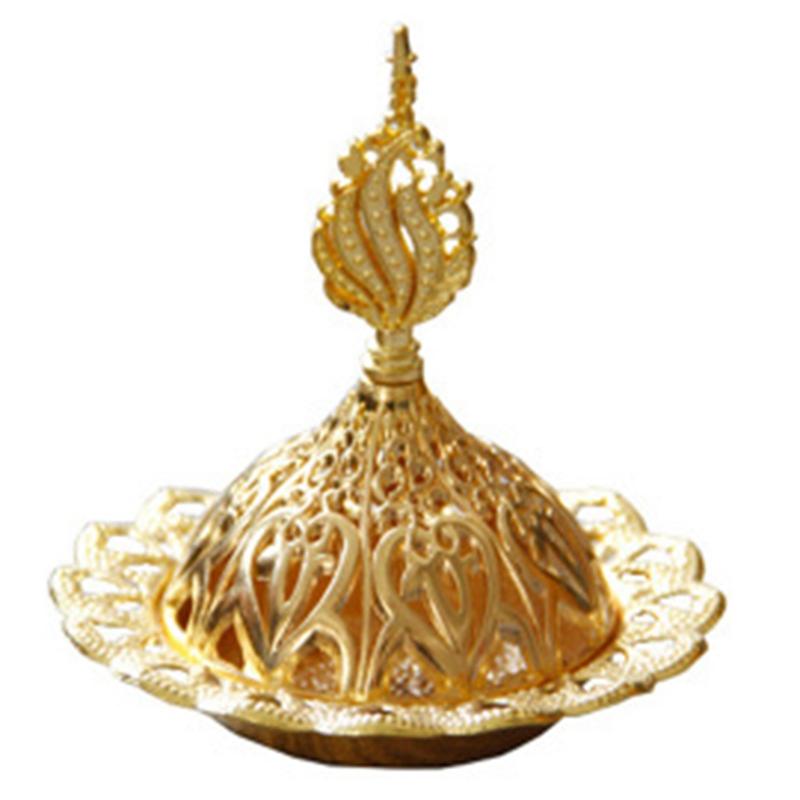 

BESTMetal Incense Burner Hollow Golden Tower Oil Burner Arab Style Censer Holder for Home Hotel