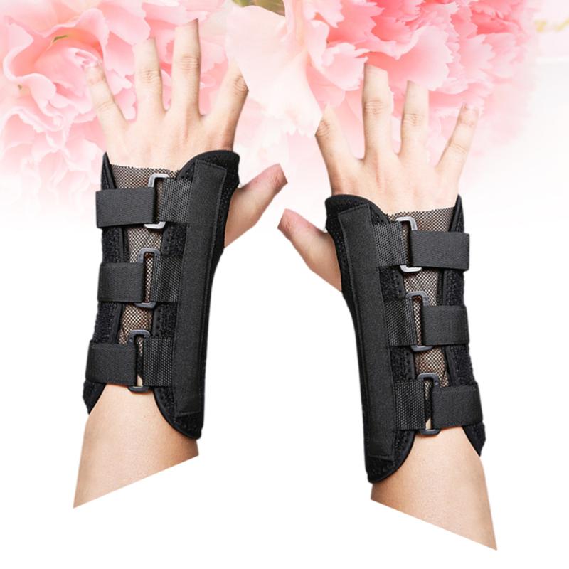 

2pcs Breathable Wrist Support Brace with Splint Carpal Tunnel Bracers Wrist Protector for Fracture Pain Sprain (Left Hand, Black