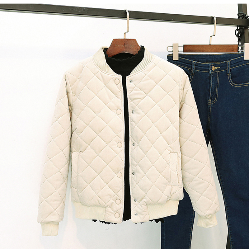 

New Autumn Winter Female Jacket Single Breasted Warm Quilted Outerwear Fine Cotton Coat Qdwg, Pink.