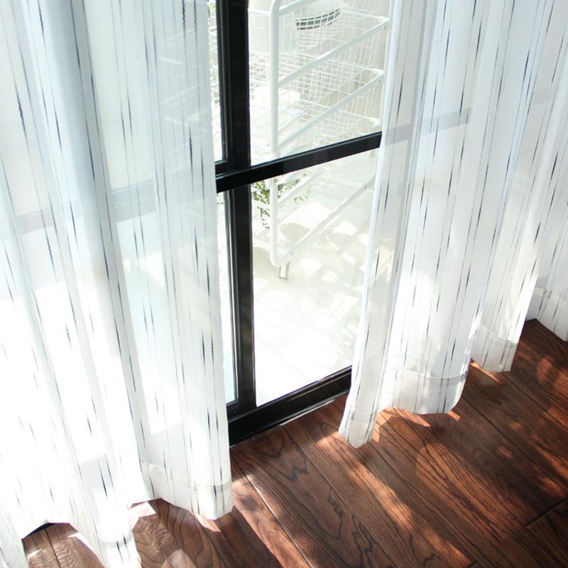 

customized curtains high-grade white striped screens simple modern translucency cotton livingroom bedroom yarn tulle M092, Tulle sheer