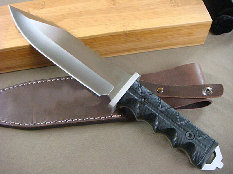 

High End M9 Survival Straight Knife D2 Satin Blade Full Tang Micarta Handle Outdoor Bowie Blade Hunting Knives With Leather Sheath