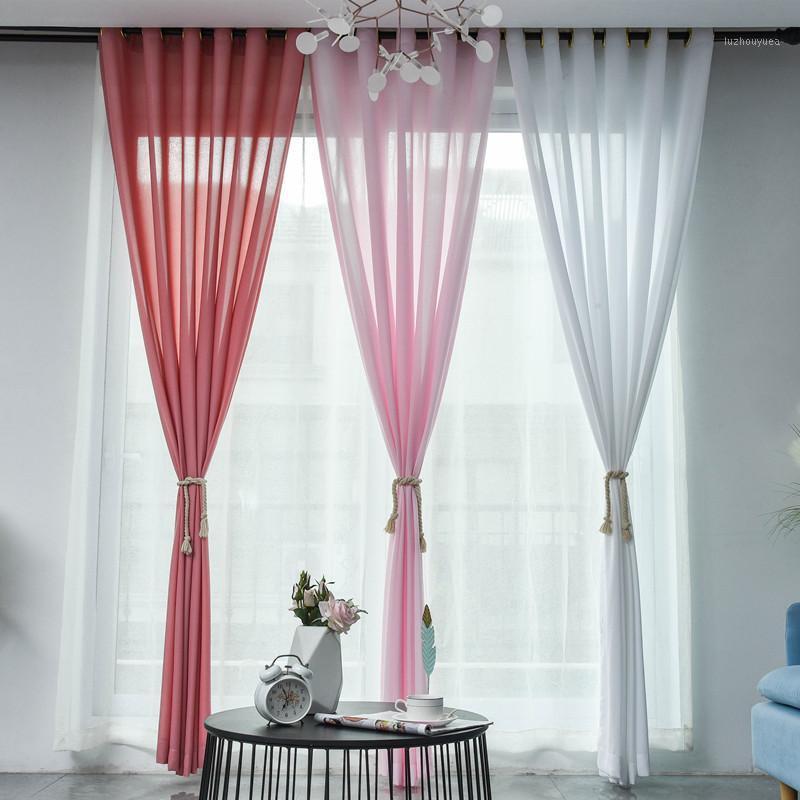

Curtain Tulle for Living Room Bedroom Curtains On Window Voile Curtains Drapes Curtain Screening Yarn Translucent Partition1, Pink