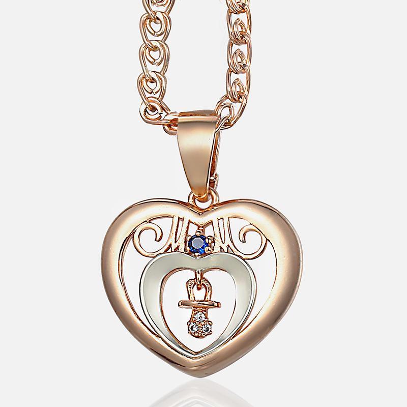 

585 Rose Gold Heart Shaped Pendant Necklaces For Women Mother Kid Jewelry Dropshipping Womens Pendant Necklace Fashion LGP3711
