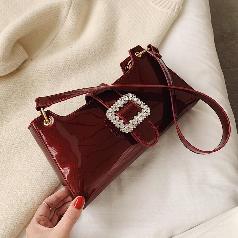 

Elegant Female Tote bag 2021 Fashion New Quality Patent Leather Women's Designer Handbag Diamond Lock Portable Shoulder Bags, Black