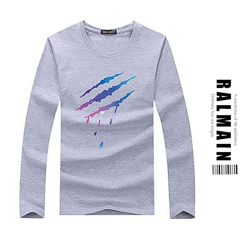 

Mens Long Sleeve T-shirt Student Man Trend Top Boy Base Shirt Teen Autumn Casual Simple Warm Trend Breathable Clothes Comfortable Spring New, White