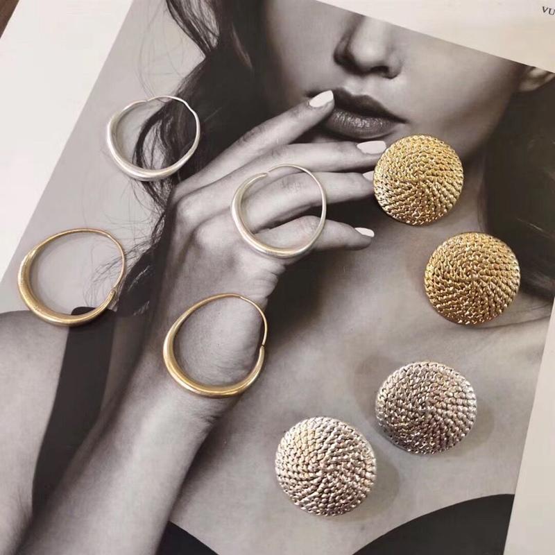 

MENGJIQIAO 2020 Punk Simple Design Metal Circle Hoop Earrings For Women PiercingJ ewelry Geometric Round Brincos Ear Accessory
