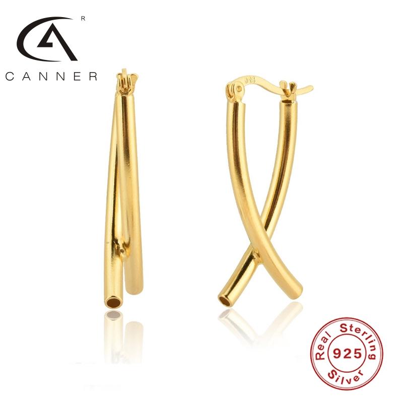 

Stud CANNER 925 Silver Earrings Creative Cross S925 Sterling Plata Piercing Ear Rings Luxury Delicate Female Women's Pendientes