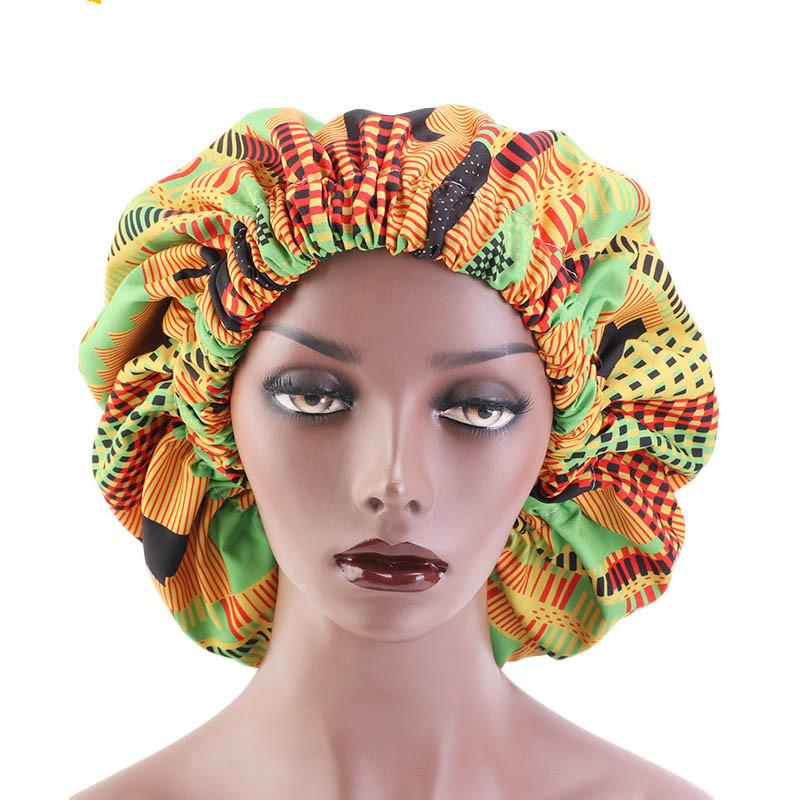 

New Women Big Size Beauty Print Satin Bonnet Sleep Night Cap Head Cover Bonnet Hat Extra Large Satin Lined Bonnets Hat Wholesale, Style4