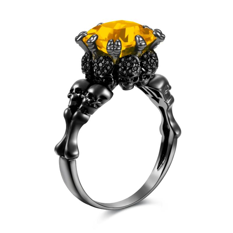 

Skull Ring Women Punk Style Fashion Jewelry Charm Black Zirconia Ring