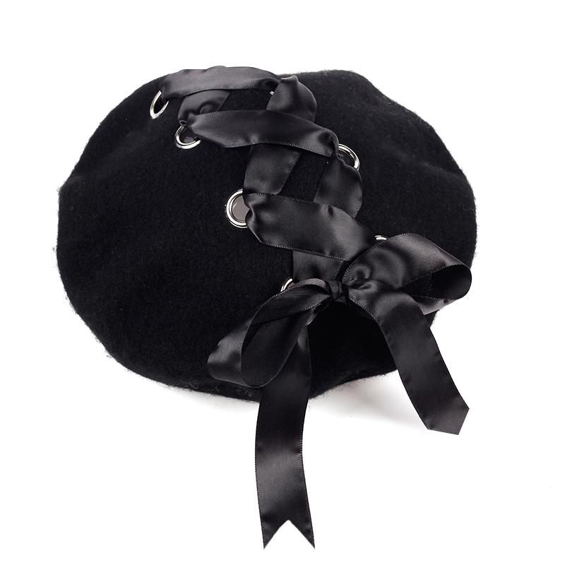 

Berets 2021 Autumn And Winter Style Women Wool Beret Cap High Female Fashion Beanie Caps, Black