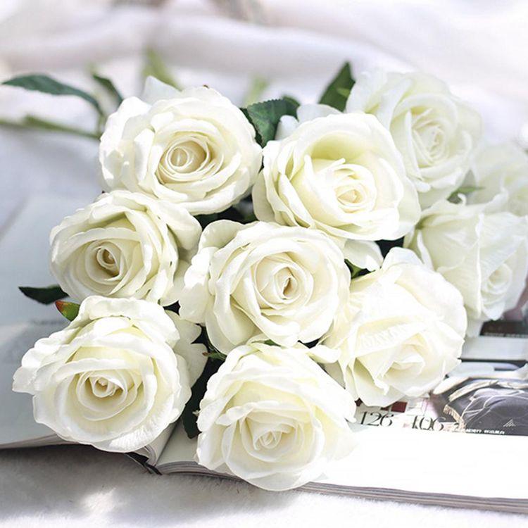 

Hot 5pcs/lots Artificial Rose Flowers Wedding Bouquet Silk Rose Flower for Home Party Decoration Fake Flowers Christmas, Random 5pcs