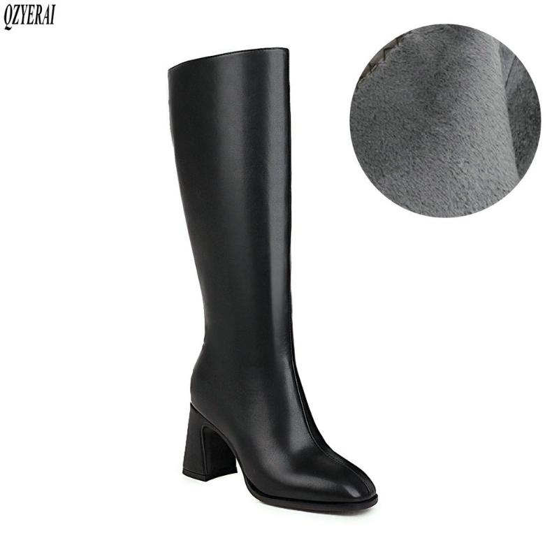 

The new arrival winter women shoes Knee-high boots women boots Fashion Female leather sexy snow Size 34-48, Black