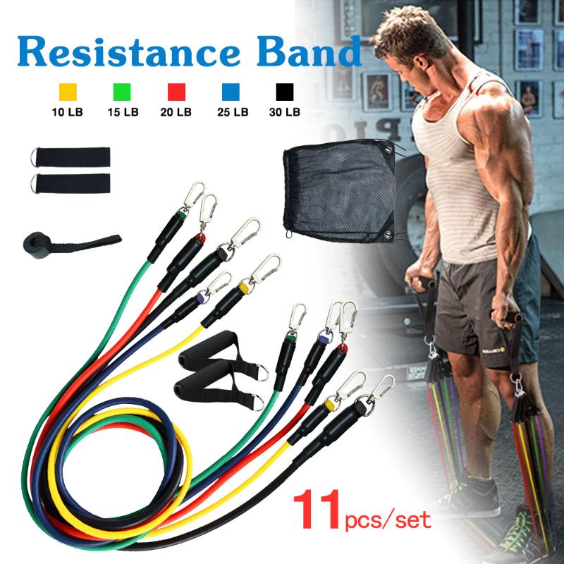 

11Pcs Resistance Bands Set Expander Exercise Fitness Rubber Band Stretch Training Home Gyms Workout