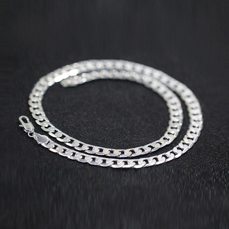 

Men's 925 Silver Plating 8mm 20inch Sideways Flat Chain Necklace Jewelry@88