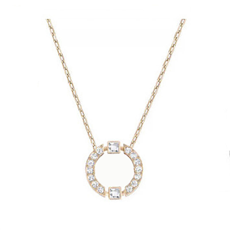 

Designer woman jewelry as gift long charm circle pendant choker chains elegant cuban link for ladies crystal clavicle chain for women same brand luxury style