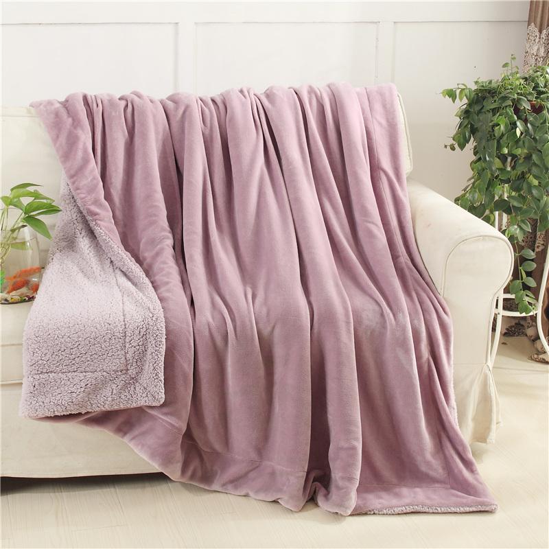 

Winter Fashion Thick Soft Throw Fleece For Beds Warm Sofa Pink Beige Gray Blue Flannel Knitted Blankets Travel Velvet Blanket